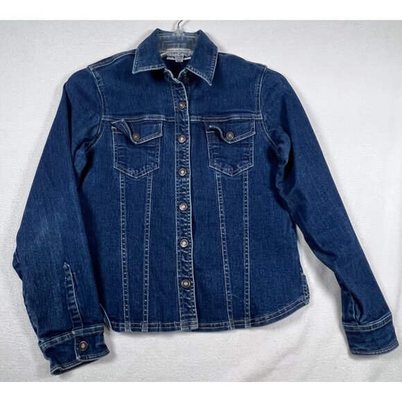 Limited Too Girls Jean Shirt Denim Dark Wash Button Long‎ Sleeve Size LG 14 - Picture 1 of 13